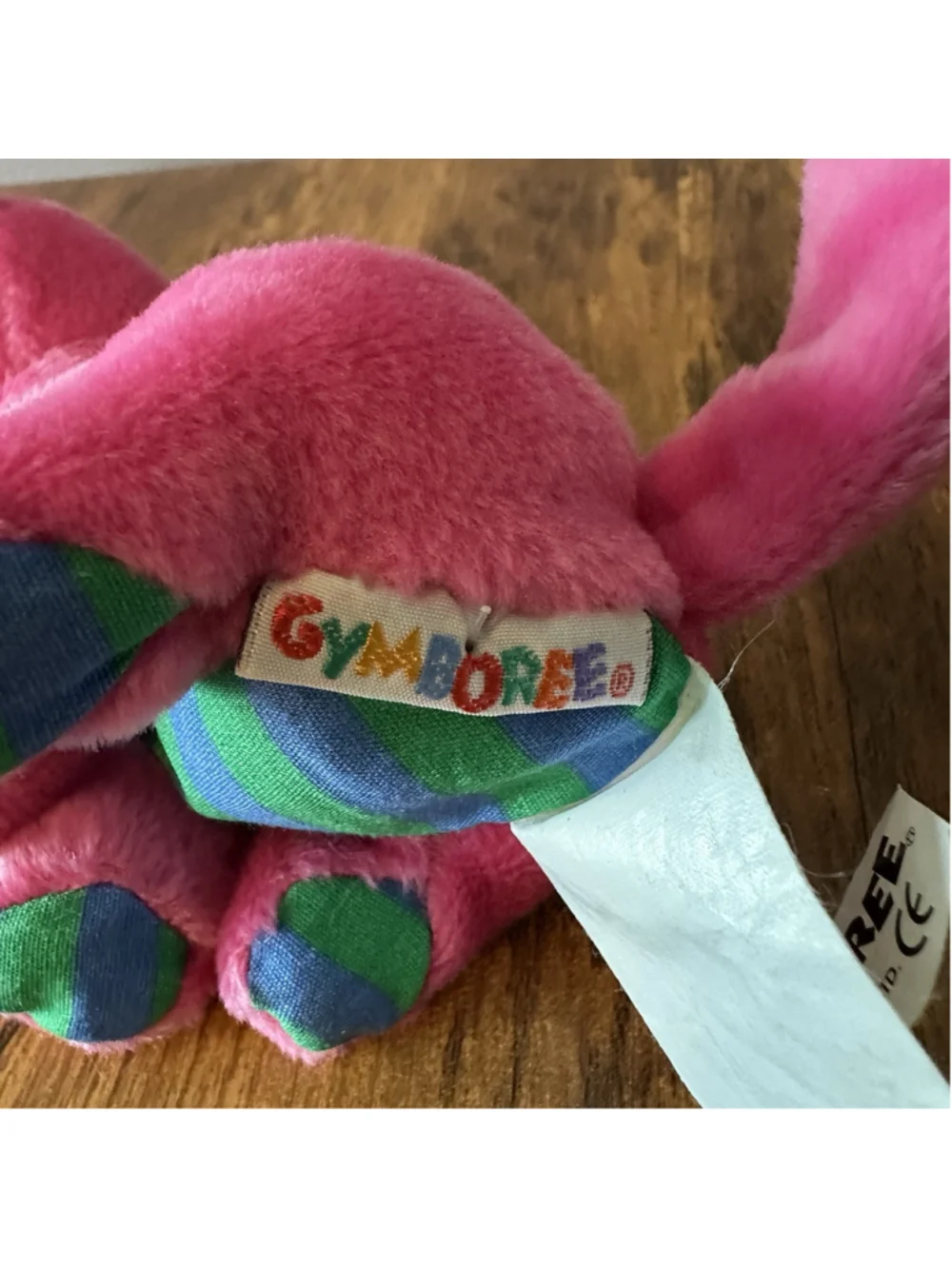 Vintage Gymboree Gymbabies SLIPPERS Hot Pink Plush Kitty Cat Bean Bag 1997